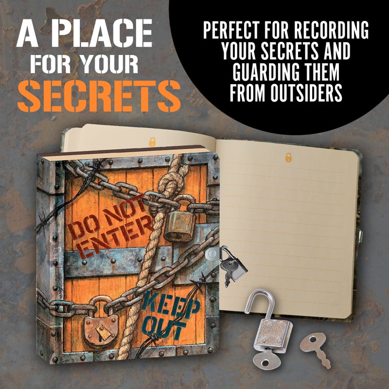 Peaceable Kingdom Keep Out 6.25"" Lock and Key  Lined Page Diary for Kids - Image 4